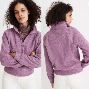Madewell Fleece Half Zip Popover Top Pink Medium